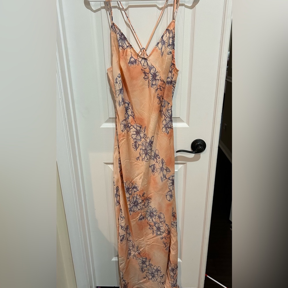 Free People Intimately Cassie Girl Slip Dress Orange & Blue Floral Sz M - Picture 11 of 12
